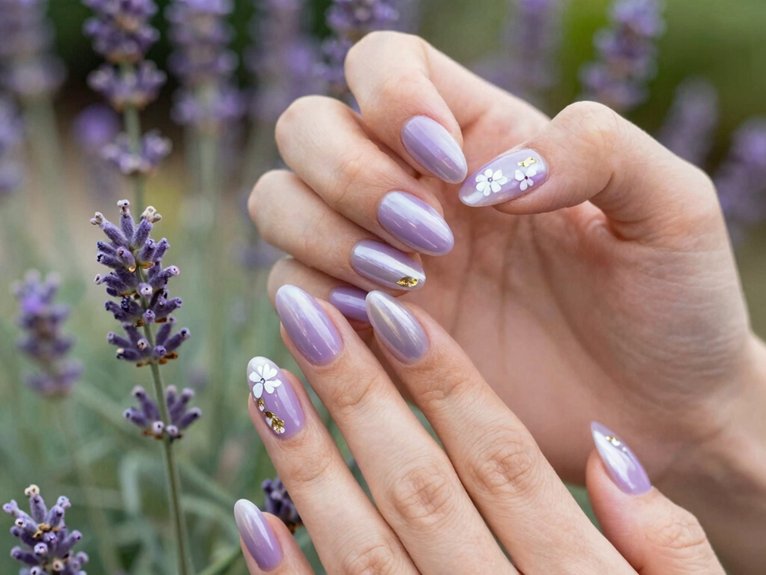 14 Fresh Spring Nail Ideas to Try This Season 3 milky lavender short almond