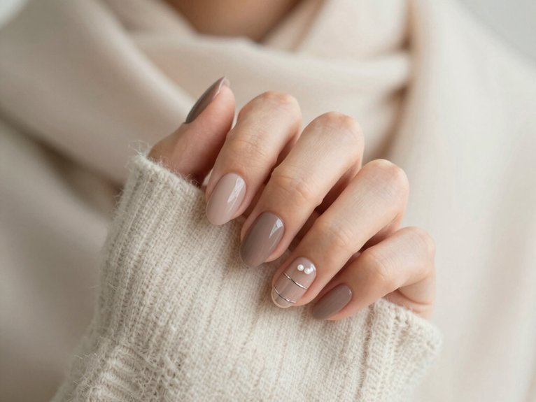 20 Classy Winter Nail Art Designs for an Elegant Seasonal Look 9 milky taupe minimalist winter manicure