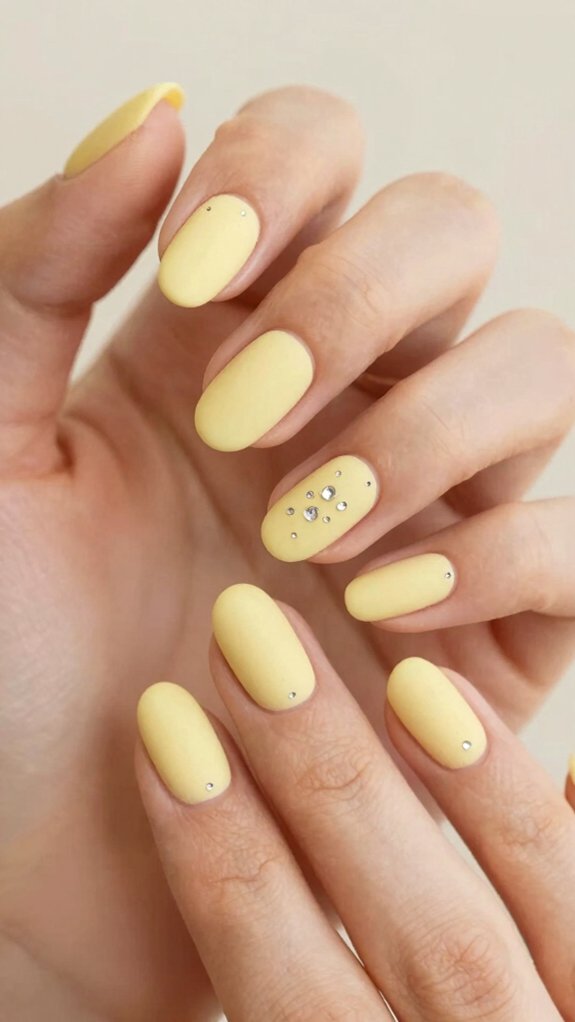 13 Pastel Yellow Nail Ideas That Feel Fresh and Trendy 13 minimal buttery nails with gems