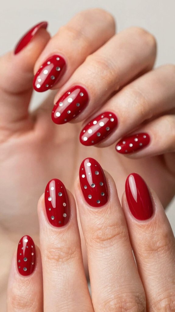 15 Red and Silver Nail Ideas to Try 9 minimal red nails with silver