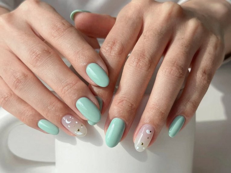 14 Fresh Spring Nail Ideas to Try This Season 5 mint green minimalist nails