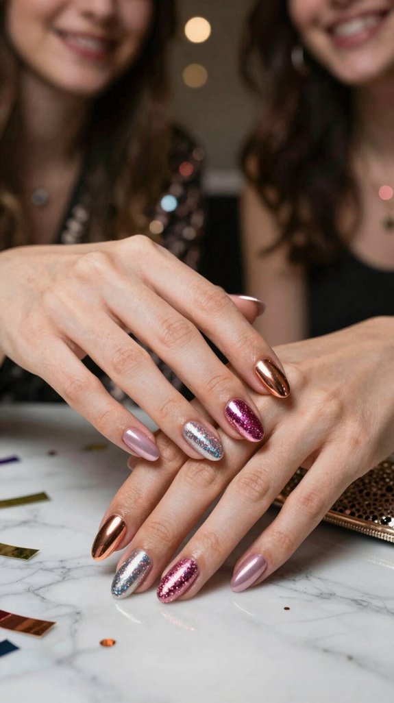 14 Birthday Nail Ideas That Are Fun, Glam, and Party-Ready 5 mirror like chrome party nails