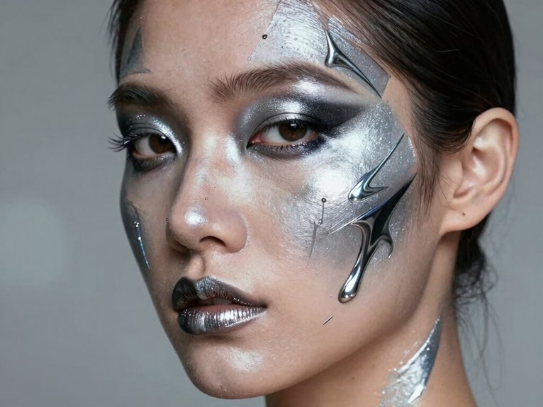 21 Creative Makeup Looks With Face Paint That Are Bold and Artistic 18 mirror like ultra fine metallic shine