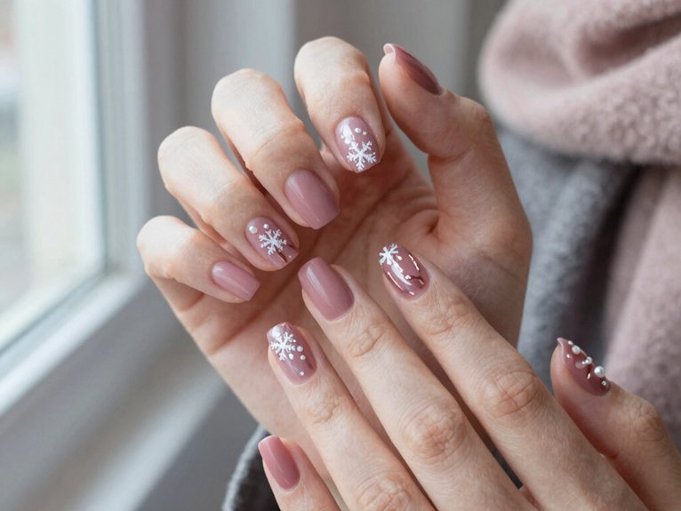 20 Classy Winter Nail Art Designs for an Elegant Seasonal Look 16 muted dusty rose elegance