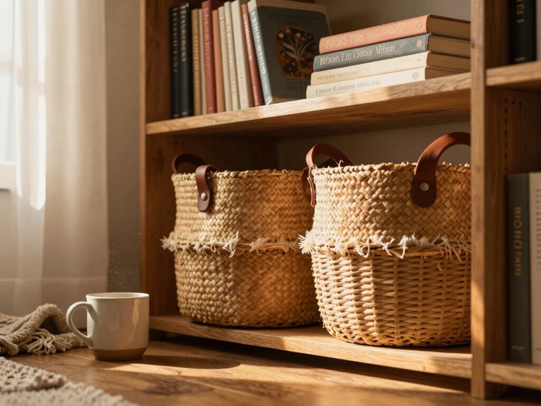 natural woven baskets hide clutter