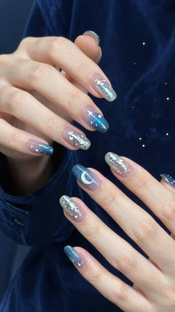 navy gradients with gold crescents