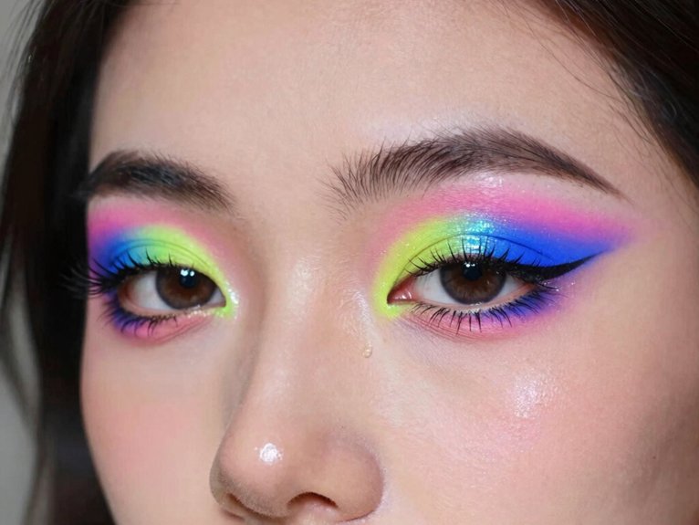 19 Creative Colorful Eye Makeup Looks That Stand Out 3 neon sharp cut crease