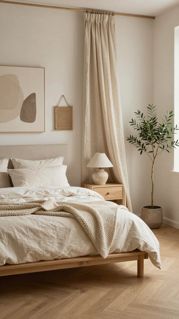 21 Cozy Bedroom Ideas for Small Rooms That Feel Warm and Spacious 21 neutral large scale abstract focalpoint