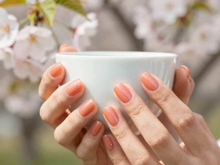 14 Fresh Spring Nail Ideas to Try This Season 6 peachy coral glazed finish