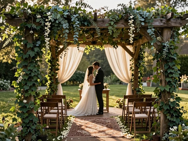 pergola wrapped with greenery