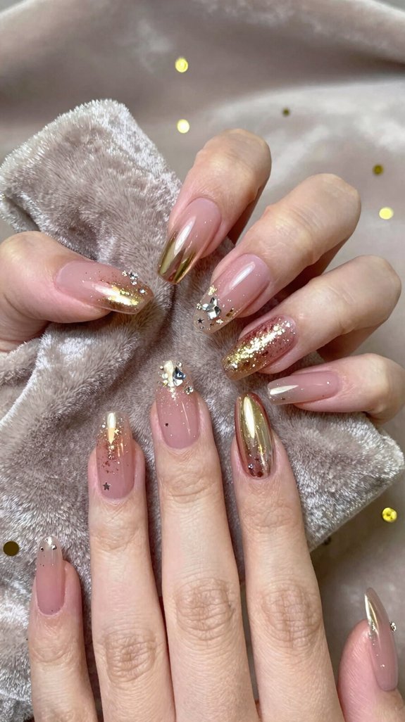 14 Birthday Nail Ideas That Are Fun, Glam, and Party-Ready 2 pink and gold luxe birthday nails