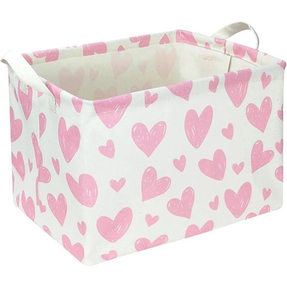 15 Best Valentine Basket Ideas to Wow Your Sweetheart 5 Pink Heart Rectangular Fabric Storage Basket