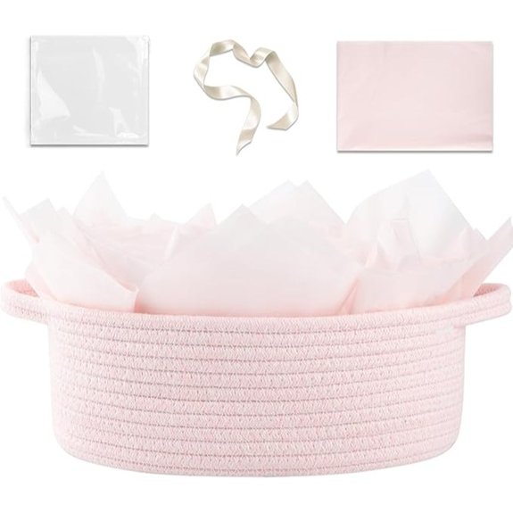 15 Best Valentine Basket Ideas to Wow Your Sweetheart 15 OIAHOMY Pink Woven Gift Basket with Handle