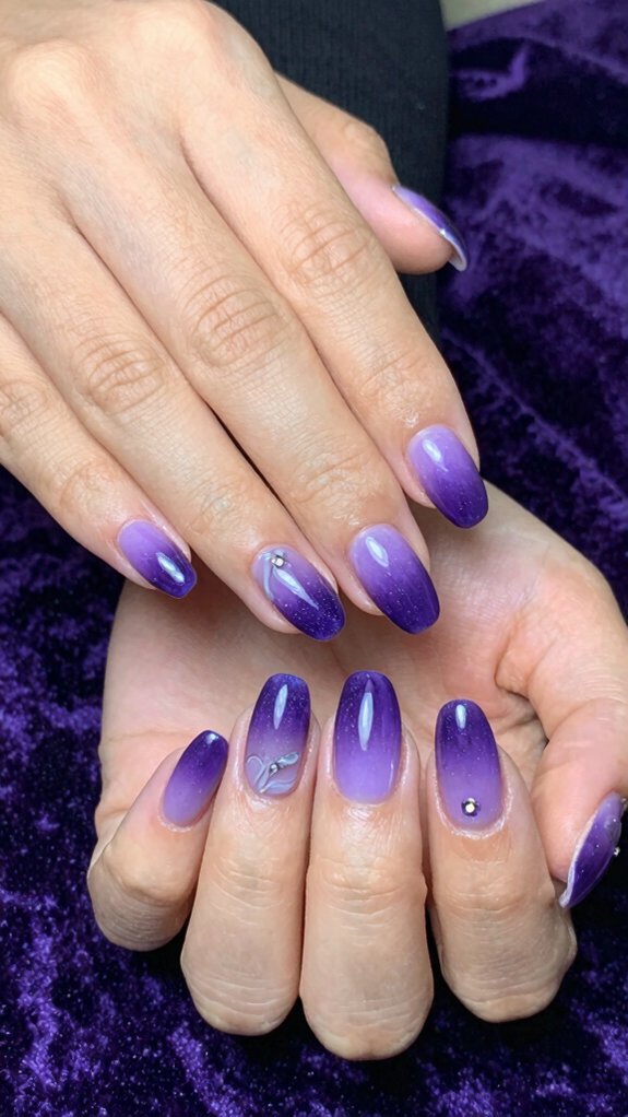 14 Amethyst Nail Design Ideas With Luxe Purple Vibes 9 plum to lilac amethyst gradient