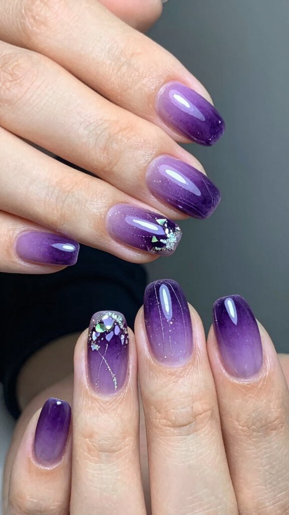 14 Amethyst Nail Design Ideas With Luxe Purple Vibes 8 purple chrome mirror finish