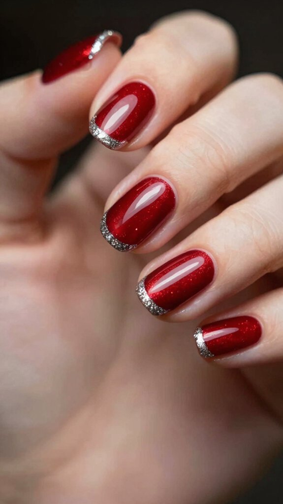 12 Red Cat Eye Nail Art Ideas 6 red cat eye with silver glitter