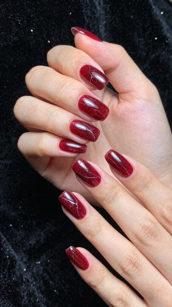 15 Red and Silver Nail Ideas to Try 11 red marble with silver