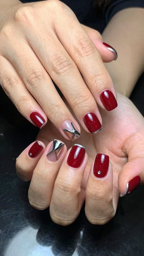 15 Red and Silver Nail Ideas to Try 5 rich ruby red short nails