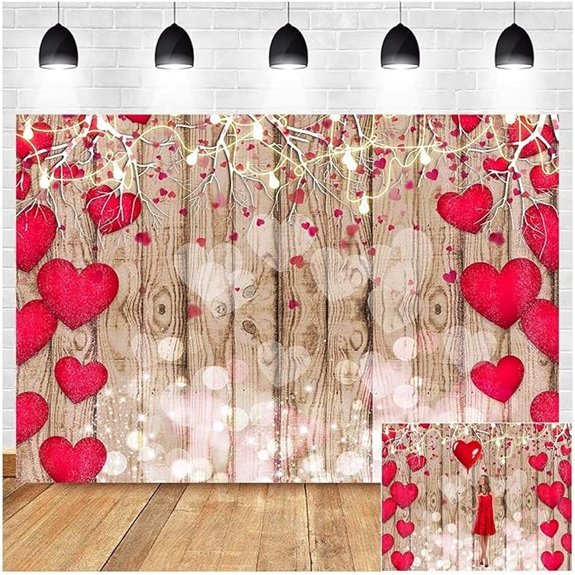 7 Valentine Backgrounds That Set the Perfect Romantic Scene 1 Vintage Rustic Red Love Heart Photography Backdrop (5x3ft)
