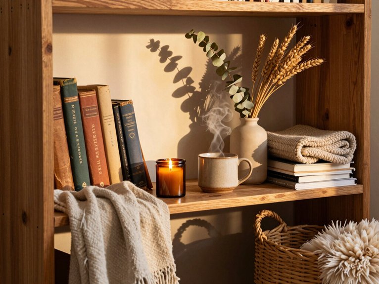 seasonal bookshelf colorblock swaps
