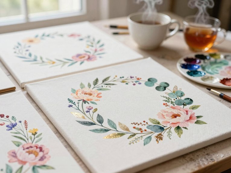 24 Canvas Painting Ideas to Sell That Are Trending and Profitable 13 seasonal personalized floral wreaths
