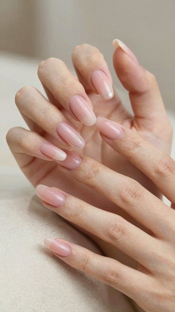 12 Almond Nude Pink Nail Ideas That Look Soft and Elegant 7 sheer glossy barely there pink
