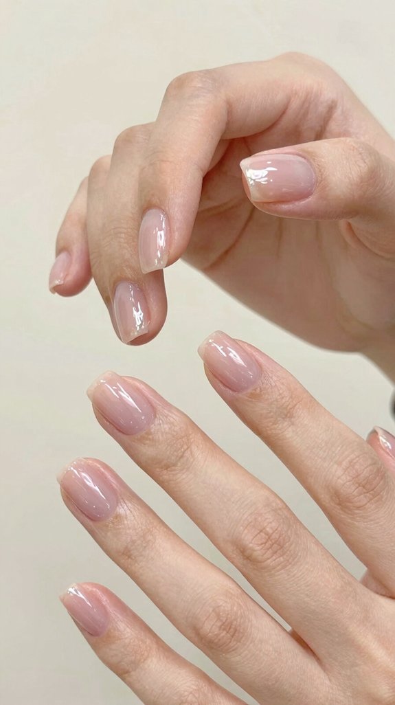 12 Short Light Pink Clear Nail Ideas That Look Clean and Glossy 5 sheer milky pink manicure