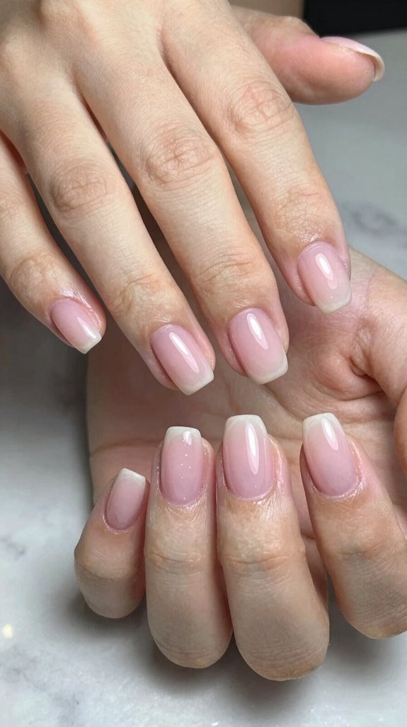 12 Short Light Pink Clear Nail Ideas That Look Clean and Glossy 8 sheer pink tint salon finish