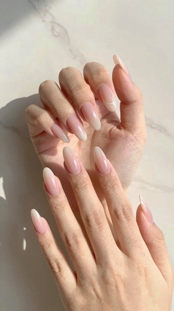 12 Almond Nude Pink Nail Ideas That Look Soft and Elegant 5 sheer to baby pink ombre