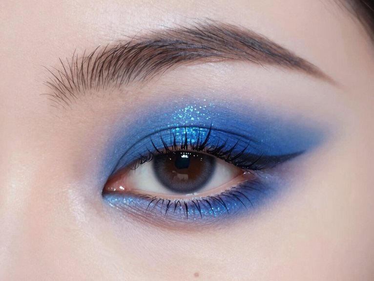 17 Creative Blue Makeup Looks for a Bold Statement 6 shimmery blue lower lash drama