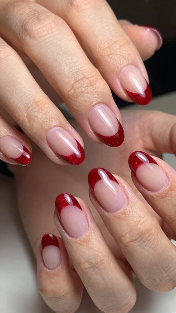 12 Red Cat Eye Nail Art Ideas 4 shimmery red crescent tips