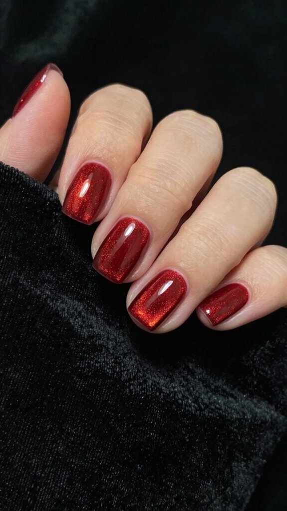 12 Red Cat Eye Nail Art Ideas 7 short red cat eye