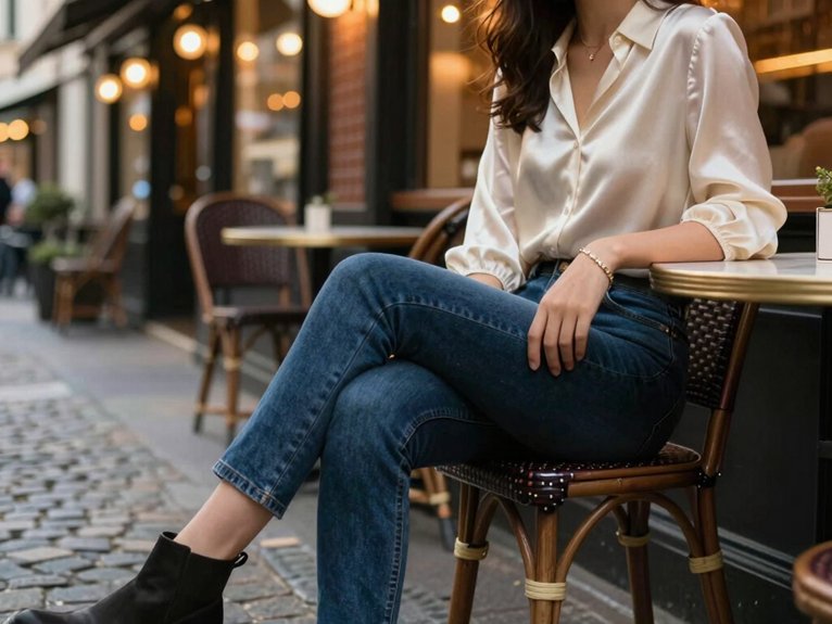 20 Casual Date Night Outfit Ideas That Look Effortlessly Chic 1 silk blouse with jeans