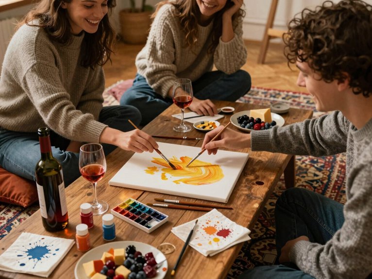 23 Fun Girl Night Ideas at Home for the Perfect Cozy Get-Together 3 sip paint cozy girls night