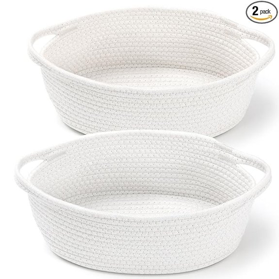 15 Best Valentine Basket Ideas to Wow Your Sweetheart 2 2-Pack Small Woven Cotton Rope Gift Baskets (White)