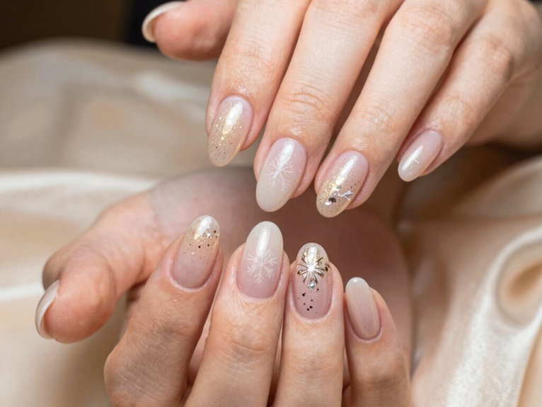 20 Classy Winter Nail Art Designs for an Elegant Seasonal Look 20 soft champagne shimmer glow