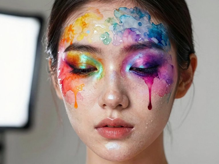 21 Creative Makeup Looks With Face Paint That Are Bold and Artistic 10 soft diluted watercolor facepaint
