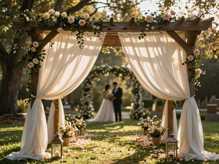 soft draped wooden arbor