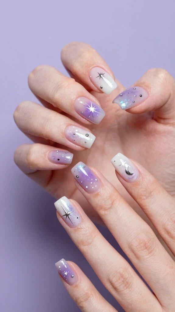soft lavender nebula nails