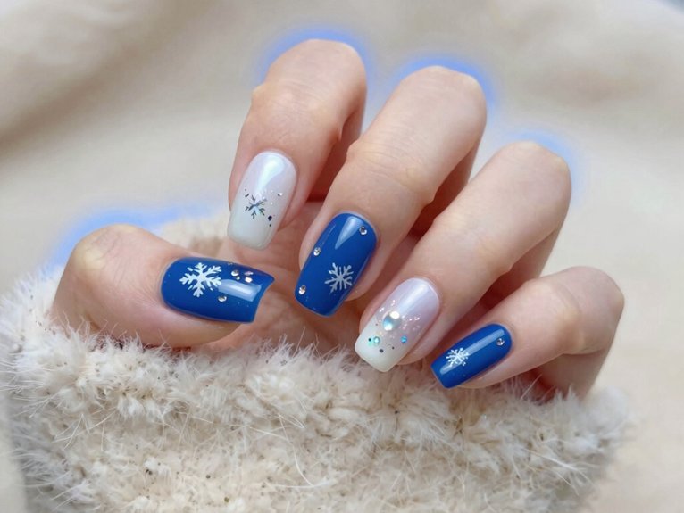 21 Blue and White Winter Nail Ideas for a Chic Seasonal Look 18 soft navy glowing halo
