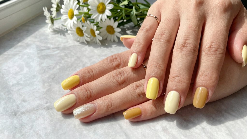 soft pastel yellow nails