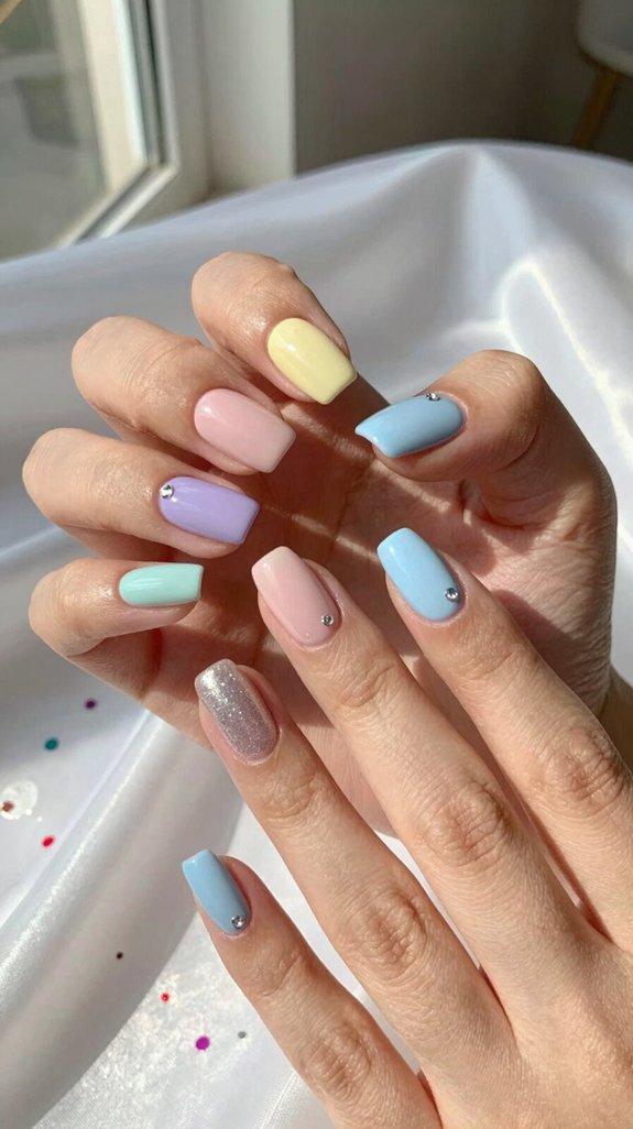 14 Birthday Nail Ideas That Are Fun, Glam, and Party-Ready 9 soft sorbet pastel skittles