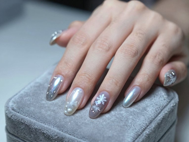 20 Classy Winter Nail Art Designs for an Elegant Seasonal Look 8 sophisticated iridescent chrome pearl