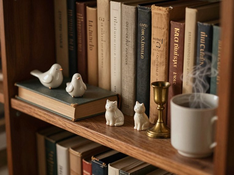 staggered matte ceramic figurines display