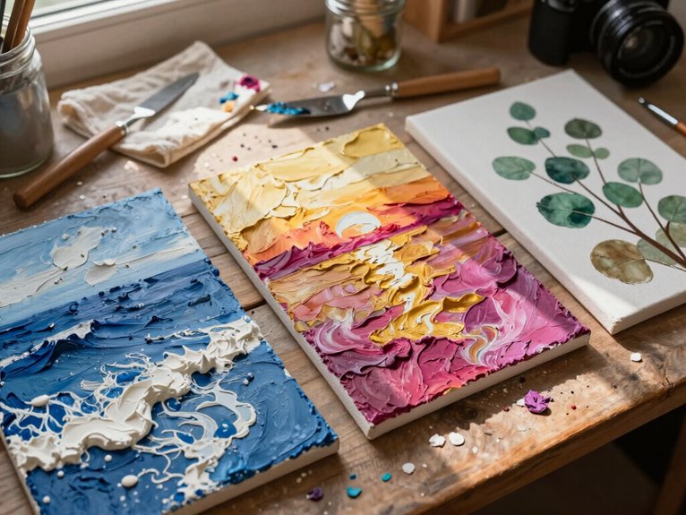 24 Canvas Painting Ideas to Sell That Are Trending and Profitable 4 thick palette knife textured paintings