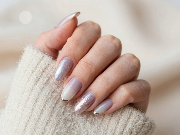 20 Classy Winter Nail Art Designs for an Elegant Seasonal Look 15 thin glitter french tips