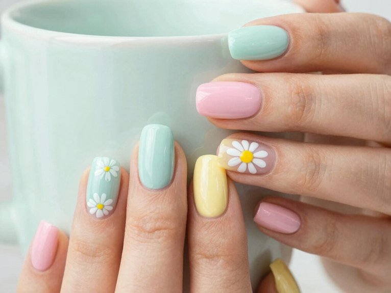 14 Fresh Spring Nail Ideas to Try This Season 4 tiny daisy nail accents