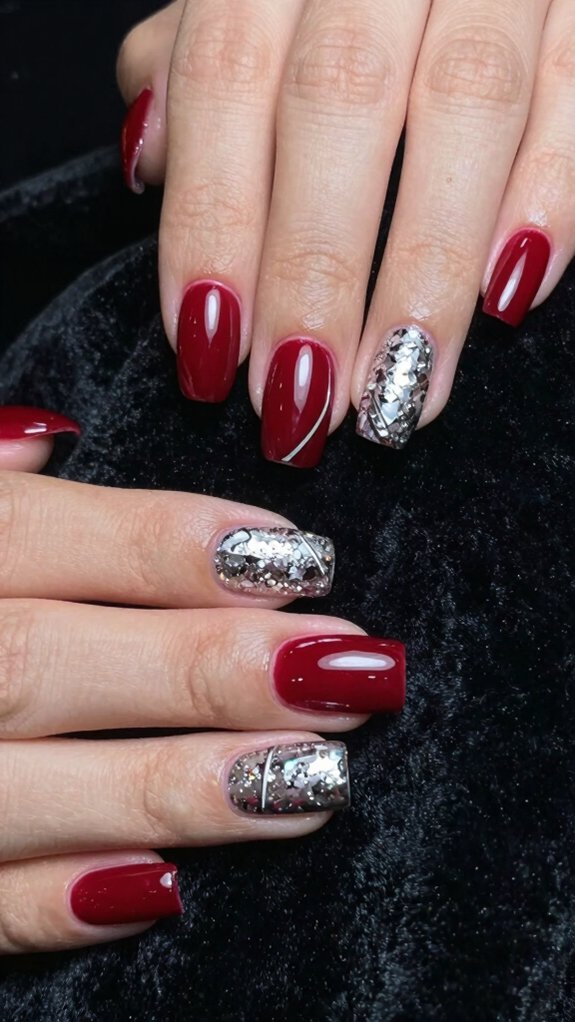 15 Red and Silver Nail Ideas to Try 6 tiny silver foil accents