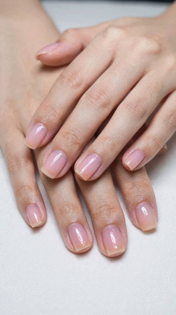 12 Short Light Pink Clear Nail Ideas That Look Clean and Glossy 2 translucent pink square nails