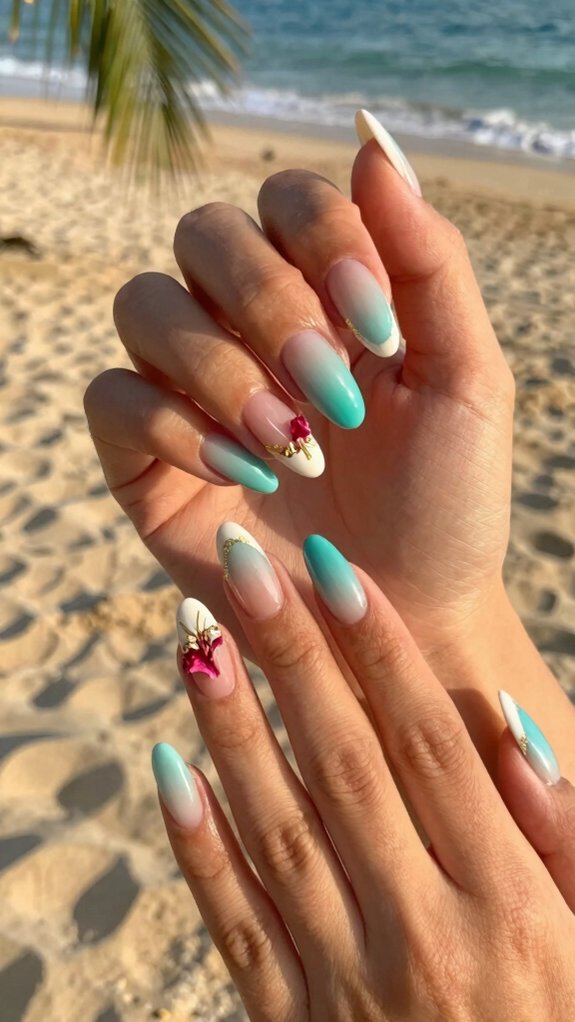 13 Hawaii Inspired Nail Ideas for a Tropical Vibe 8 tropical colored modern french manicure